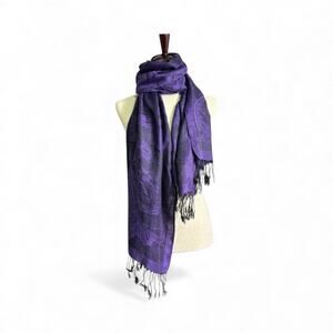 Luxurious Cashmere Purple Butterflies and Flowers Scarf from Jerusalem 1005